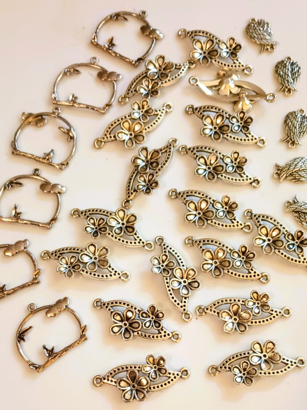 28 Pcs Tibetan Silver Alloy Charms Connectors for DIY Jewelry Making Supplies